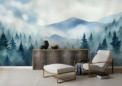 Tranquil Peel and Stick Mountain Wall Decal for Nature-Inspired Interiors