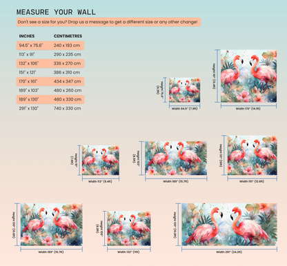 Watercolor Tropical Flamingo Mural