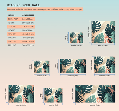 Tropical Monstera Leaf Mural