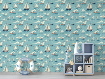 Blue Boat Wallpaper