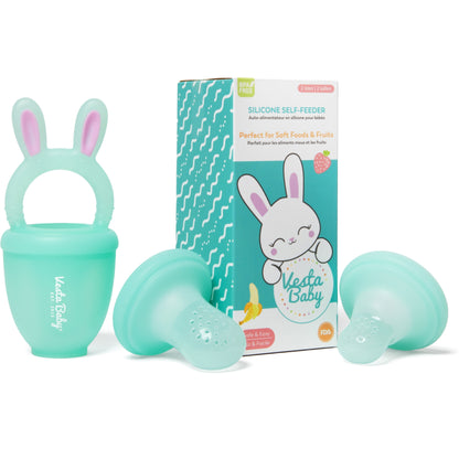 Baby Fruit Feeder Soft Silicone Food Nibbler Bunny Teether Set