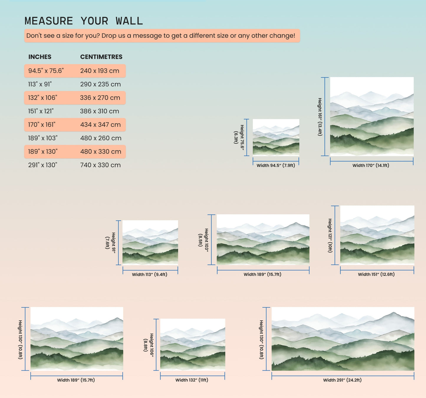 Eco-friendly Green Mountains Wall Decor