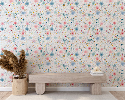 Delicate Watercolor Flower Wall Covering