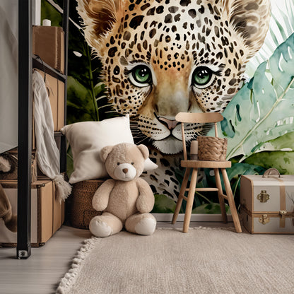 Watercolor Baby Leopard Cub Mural