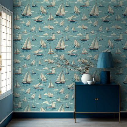 Blue Boat Wallpaper