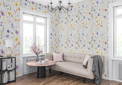 Removable Watercolor Wall Decor - Serene Floral Design