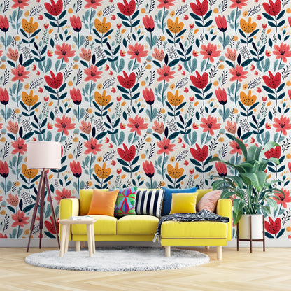 Moody Funky Floral Peel and Stick Mural
