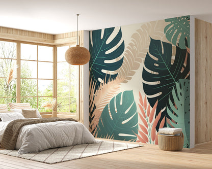 Tropical Monstera Leaf Mural