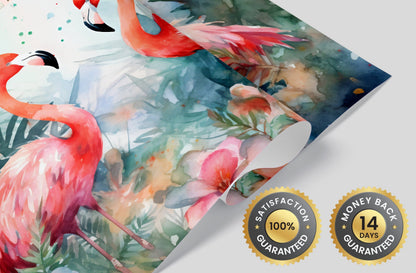 Watercolor Tropical Flamingo Mural