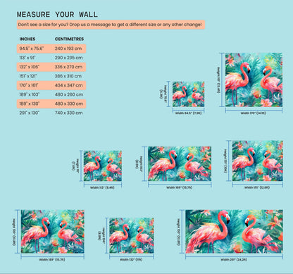 Colorful Flamingo Watercolor Painting Mural