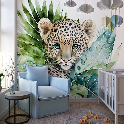 Watercolor Baby Leopard Cub Mural