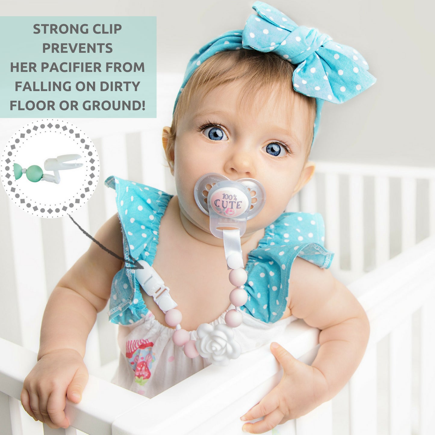 Silicone Pacifier Clip and Teether Holder Set - Pastel