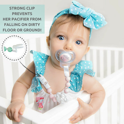 Silicone Pacifier Clip and Teether Holder Set - Pastel