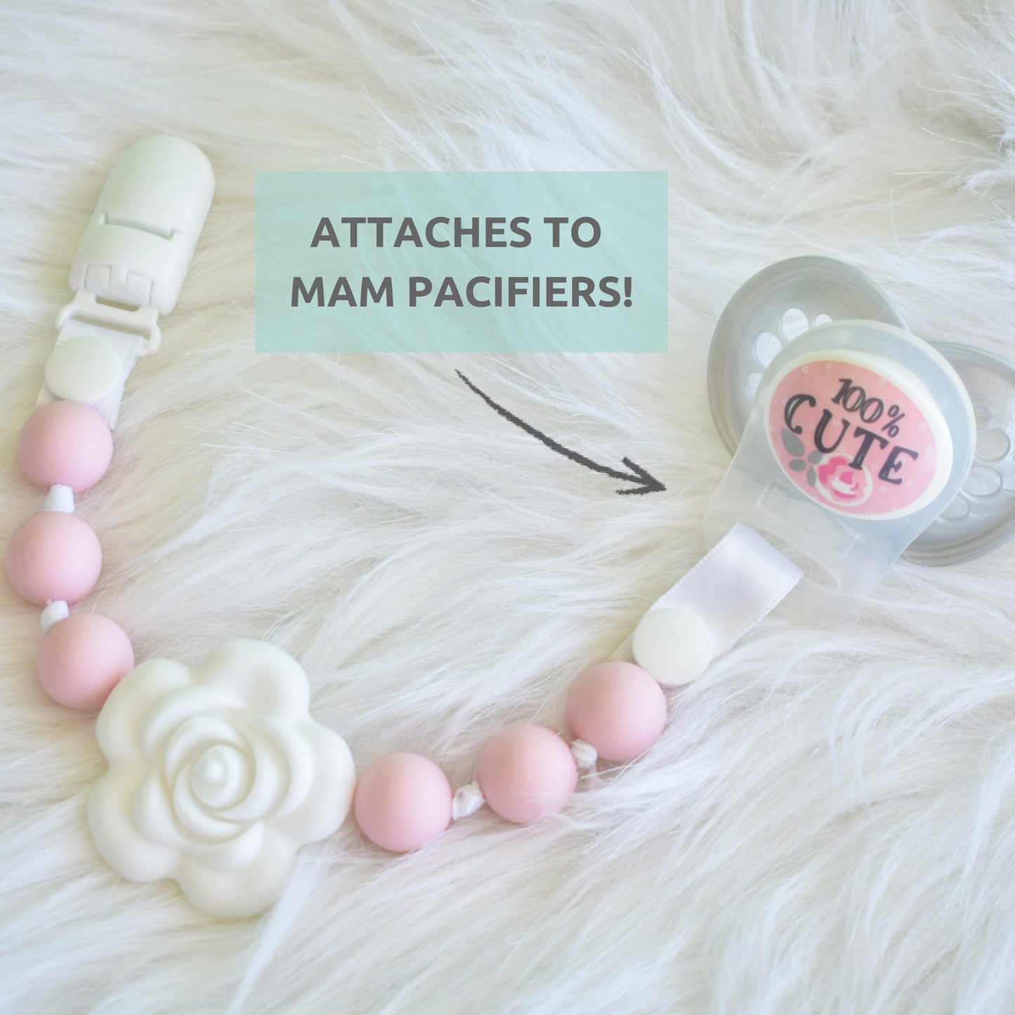 Silicone Pacifier Clip and Teether Holder Set - Pastel