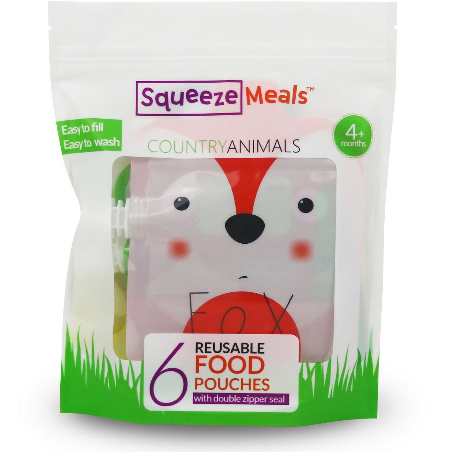 Reusable Food Pouches - Country Animals by Squeeze Meals®