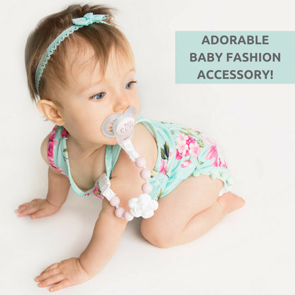 Silicone Pacifier Clip and Teether Holder Set - Pastel